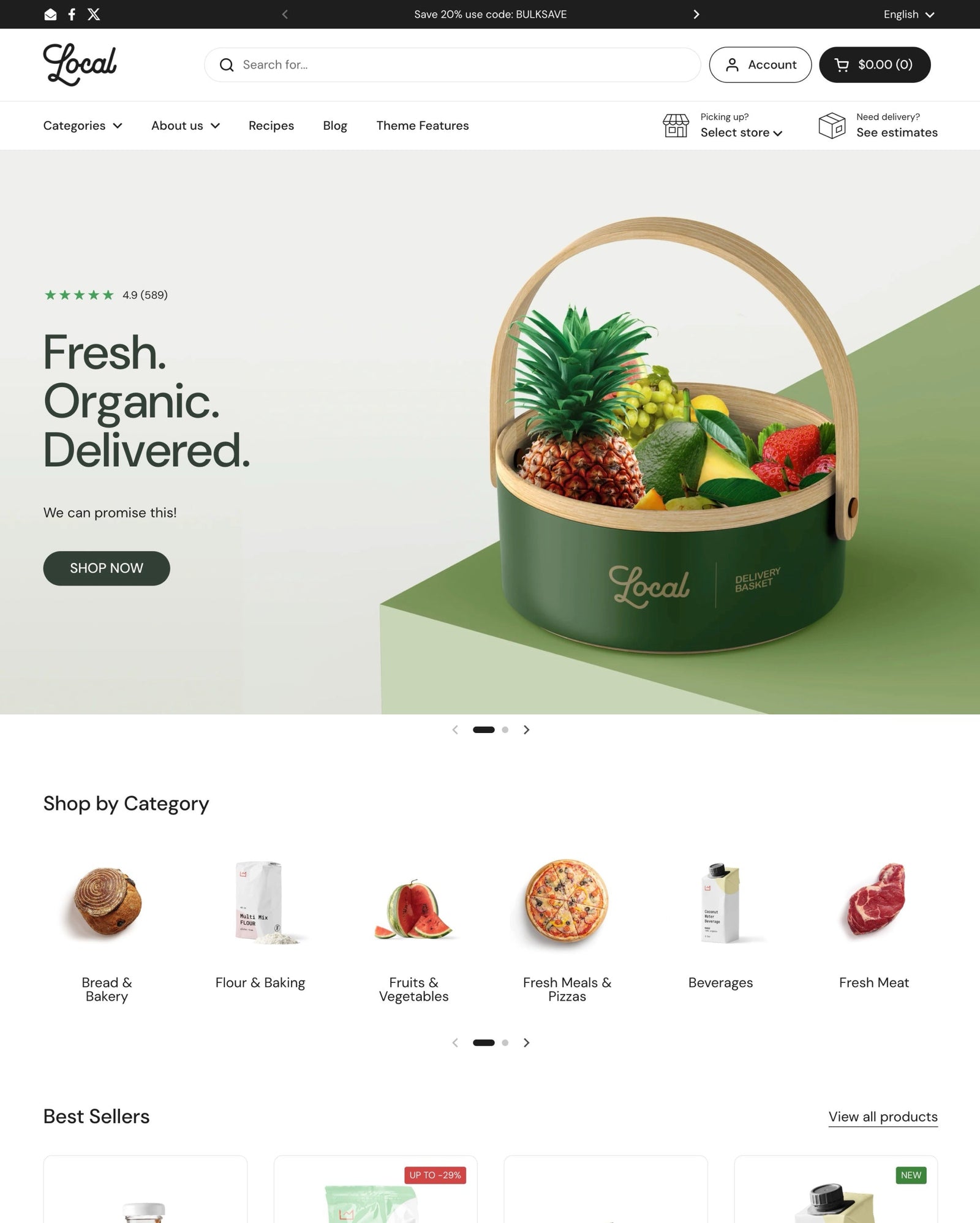 Oficiální náhled šablony Shopify Local
