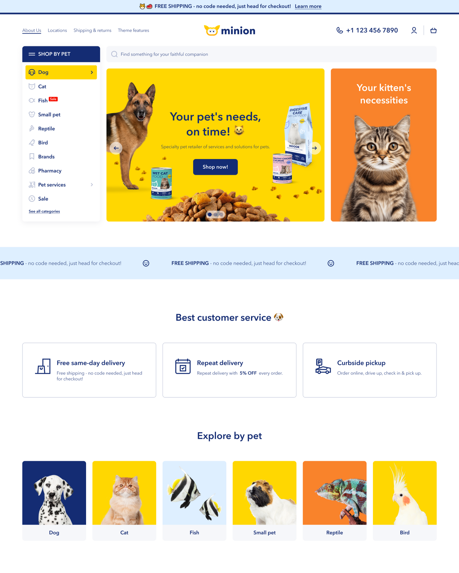 Oficiální náhled šablony Shopify Minion